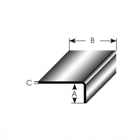 Mini-úhlový profil nerovnostranný, vnitřní rádius 0,3 mm, vnější hrana oblá, délka 2,7 m