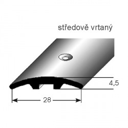 Přechodový profil zátěžový 28 x 4,5 mm, aluminium elox., středově vrtaný, s SB balením