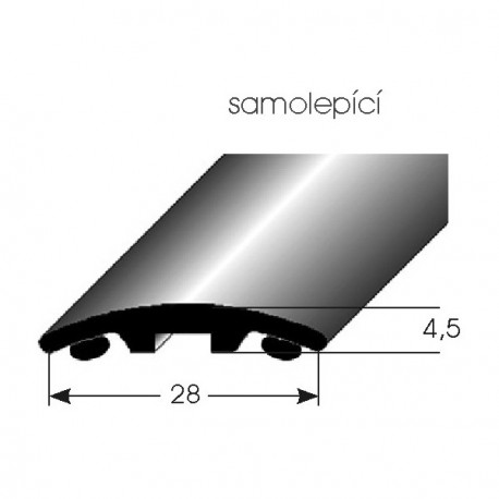 Přechodový profil zátěžový 28 mm, Aluminium elox, samolepící