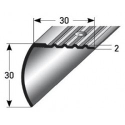 Schodová hrana 30x30x2 mm Aluminium elox., vrtaná