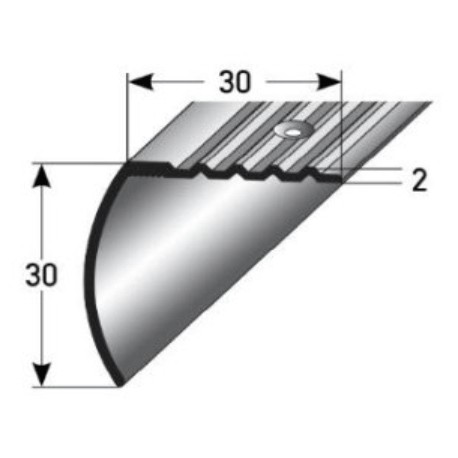 Schodová hrana 30x30x2 mm Aluminium elox., vrtaná s SB balením