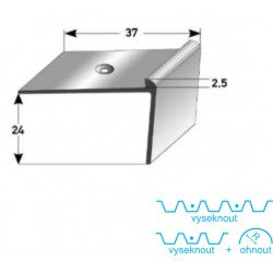 Schodová hrana 24 x 37 x 2,5 mm, Aluminium, elox., vrtaná s SB balením