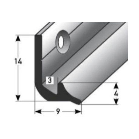 Schodišťový vnitřní roh 3 mm, aluminium, elox., vrtaný