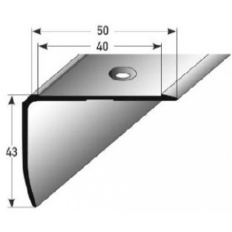 Schodová hrana 43x50 mm Aluminium elox., vrtaná