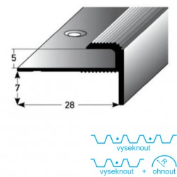 Zásuvný profil 5 mm s nosem, aluminium, elox., vrtaný s SB balením