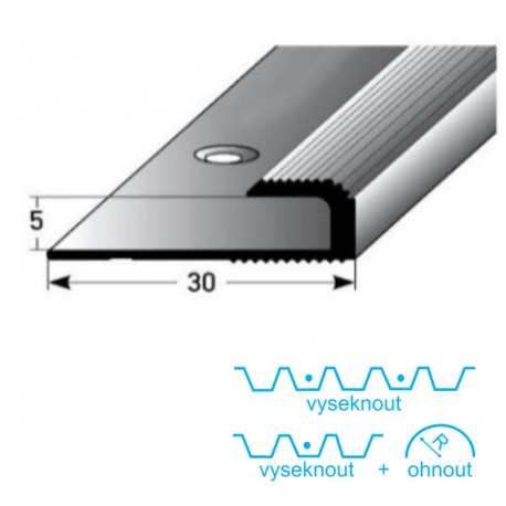 Zásuvný profil 5 mm, aluminium, eloxovaný, vrtaný