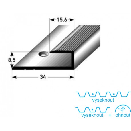 zásuvný profil pro laminát 8 mm, Aluminium elox. s SB balením
