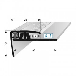 SKD- schodový profil pro designové podlahy 4 - 7 mm, flexibilní, hliník, vrtaný