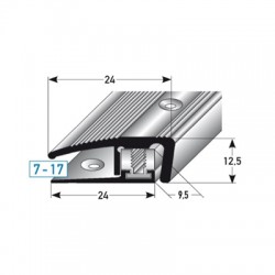 SLP- ukončovací profil 24 mm pro laminát/parkety 7 - 17 mm, flexibilní, 3-dílný, hliník, vrtaný