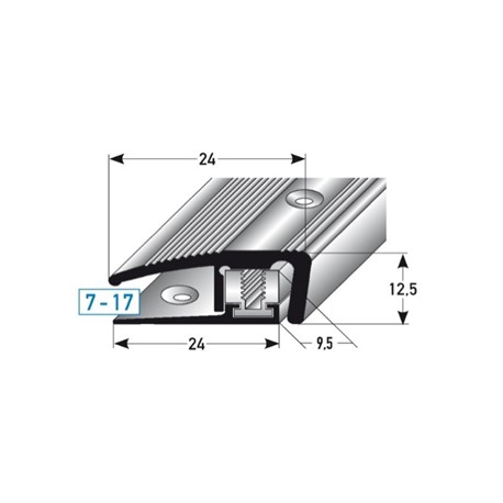 SLP- ukončovací profil 24 mm pro laminát/parkety 7 - 17 mm, flexibilní, 3-dílný, hliník, vrtaný - dřevodekor, folie