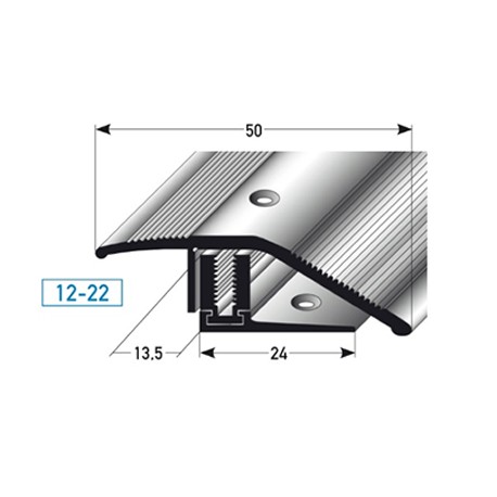 SLP- profil pro výškové vyrovnání 50 mm pro parkety 12 - 22 mm,  3-dílný, hliník, vrtaný