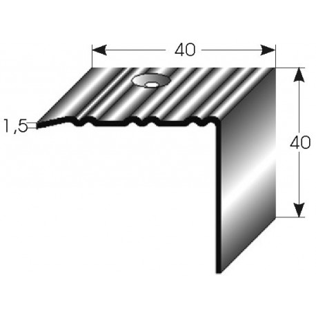 Mosazná schodová hrana 40x40x1,5 mm, profilované drážky