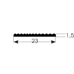Protiskluzová vložka 23 mm, vroubkovaná, měkké PVC, samolepící vhodná pro hrany č.: 80 a 86 - 33m