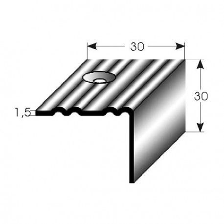 Nerezová schodová hrana 30x30x1,5mm, profilované drážky s SB balením